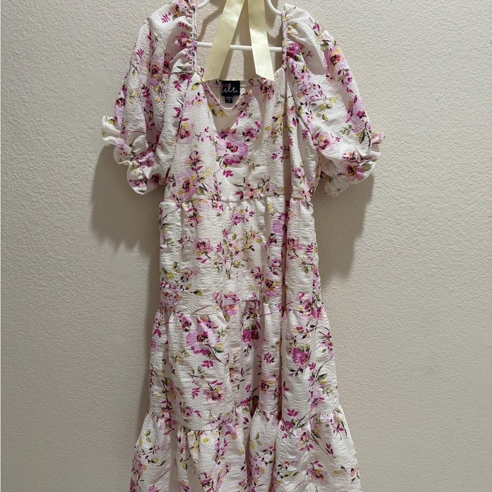 TILT Floral Kids Dress - Pink and White